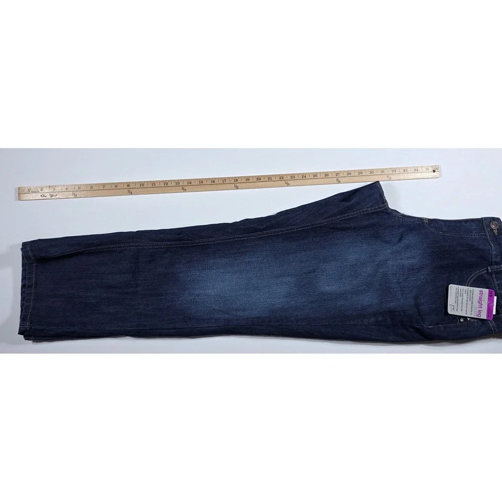 Just My Size JMS Womens 16W Stretch Straight Leg Jeans Dark Wash Studded Pockets